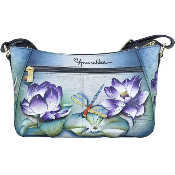 Anuschka Large Triple Compartment Hobo- Tranquil Pond - Picture 2 of 6